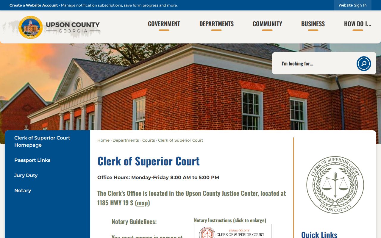Upson Clerk of Superior Court search destination