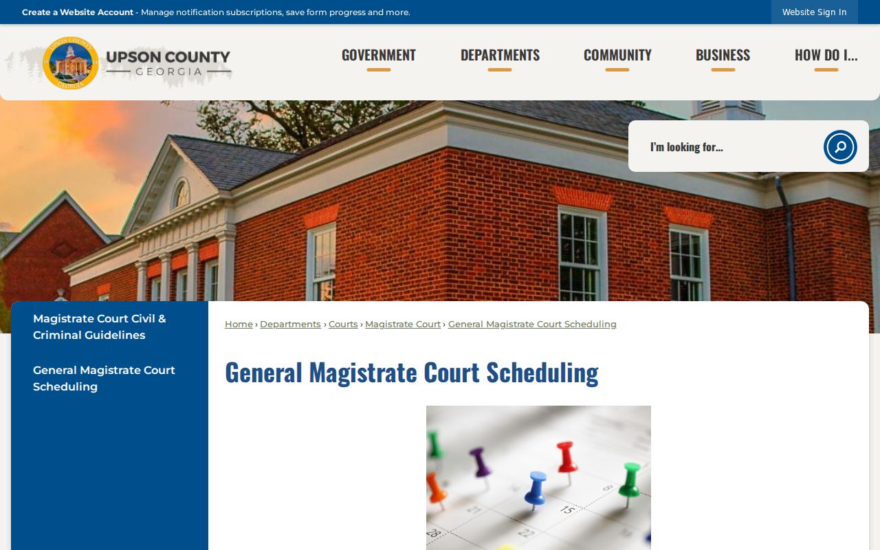 Upson Magistrate Court scheduling information