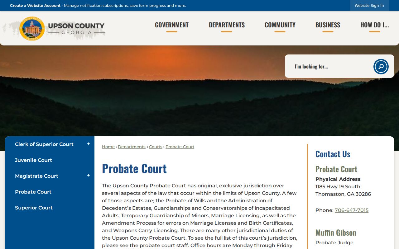 Upson County Probate Court traffic information