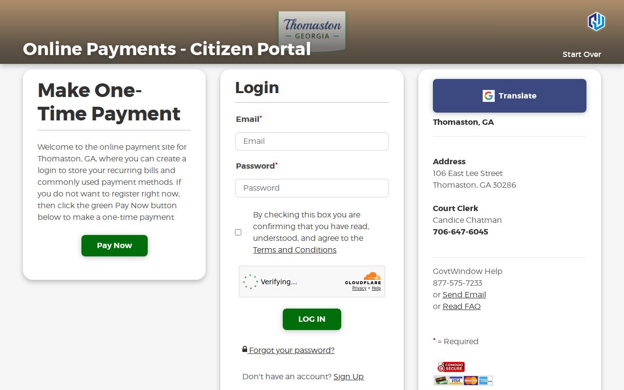 Thomaston municipal citation payment portal