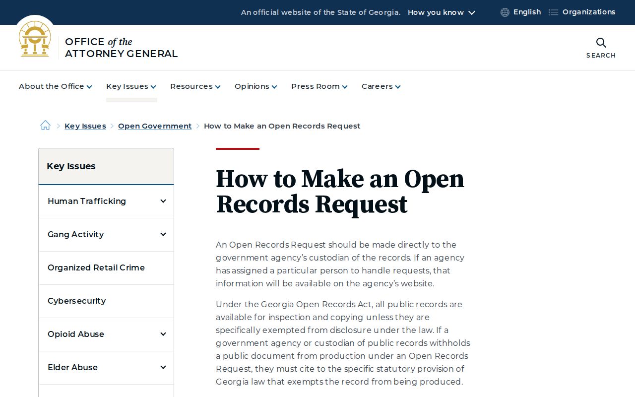 Georgia Open Records request guidance