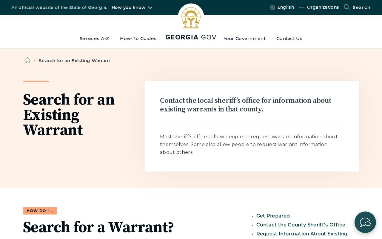 Georgia existing warrant guidance